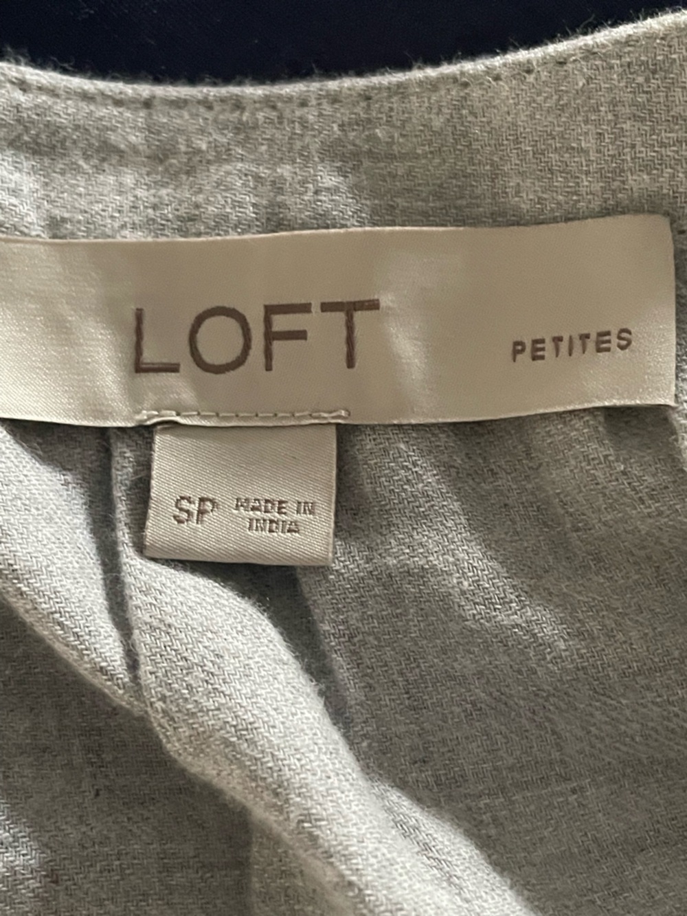LOFT Light Grayish green Button Placket Top with Crochet Shoulder Panels - Picture 5 of 6